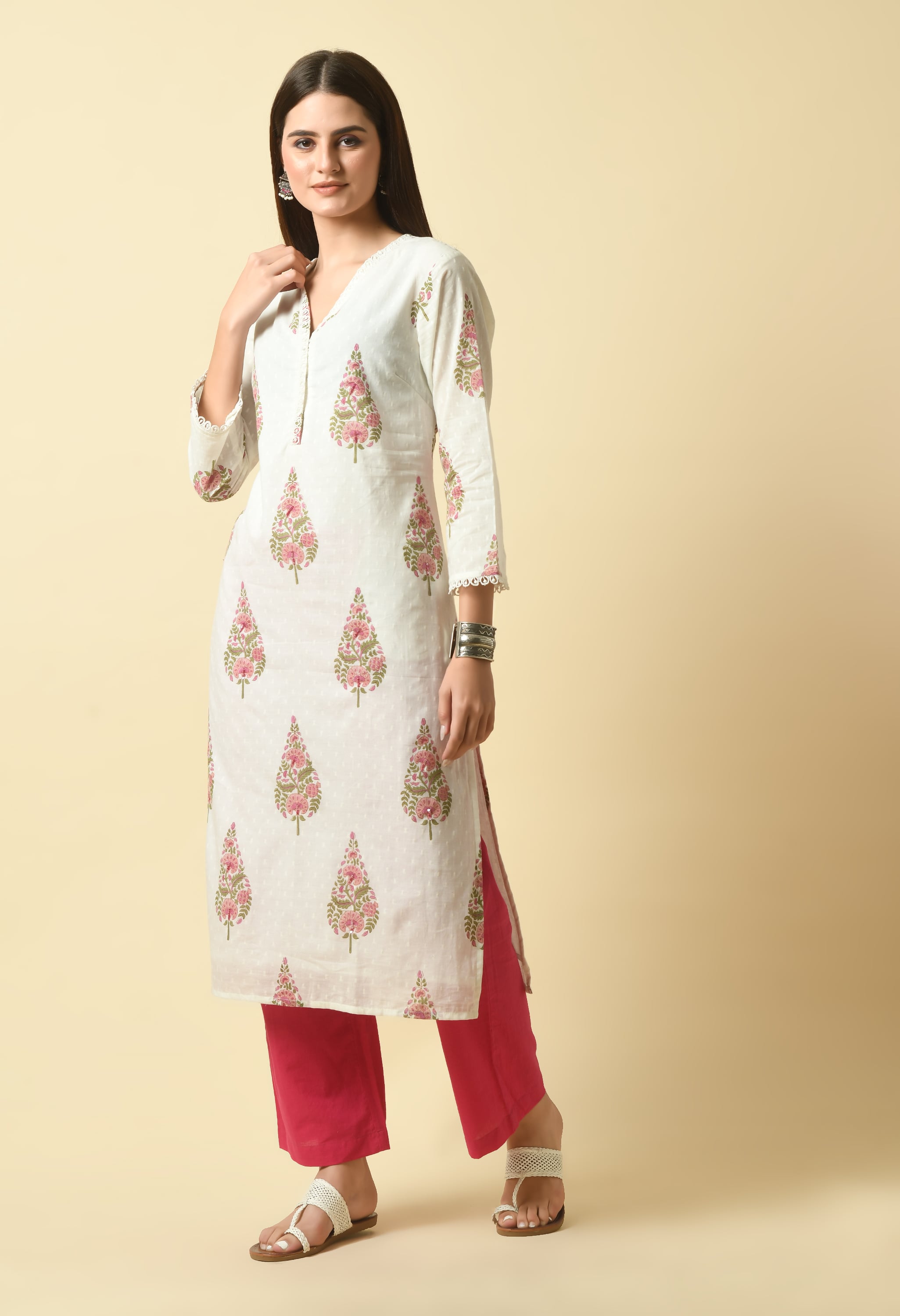 Madhuri Hand Block Cotton Kurta Set | Buy Hand Block Print Kurtas Set